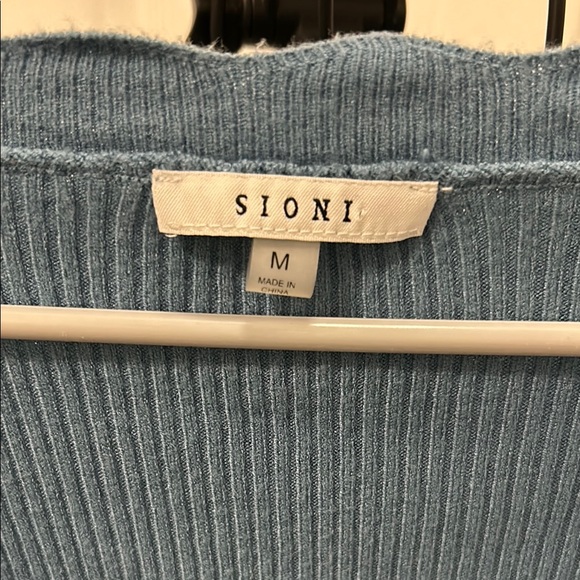 Sioni Blue Women's Top with Sheer Sleeves - Picture 2 of 4